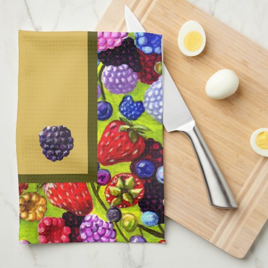Serviette de cuisine frontalière Berries (Quart Plié)
