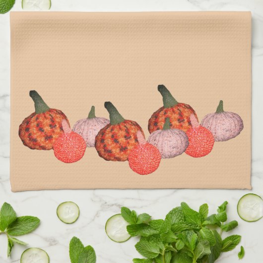 Serviette de cuisine - Frontière Citrouille (Plié)