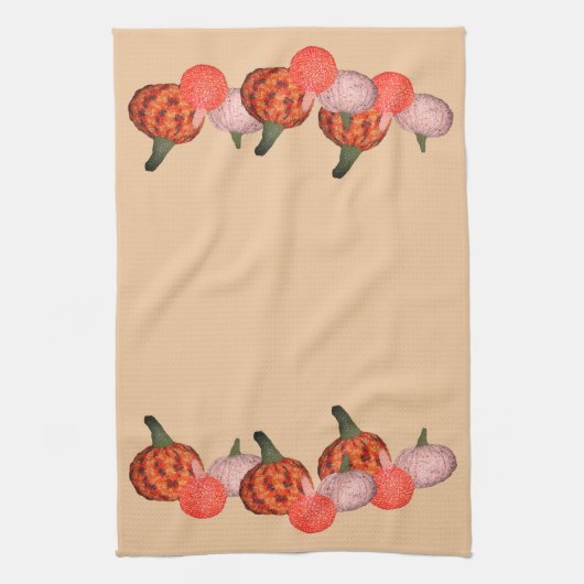 Serviette de cuisine - Frontière Citrouille (Vertical)