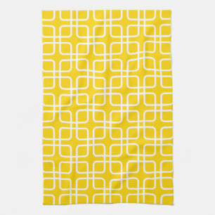 Serviette de cuisine géométrique en jaune de