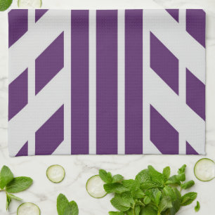 Serviette de cuisine géométrique pourpre et grise,