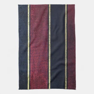 Serviette de cuisine Gold Burgundy Black Stripe