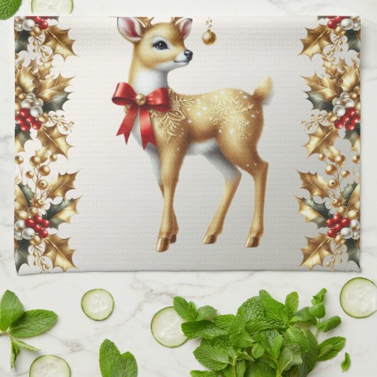 Serviette de cuisine Gold Reindeer (Plié)
