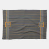 Serviette de cuisine grise avec rayures orange (Horizontal)