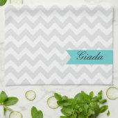 Serviette de cuisine grise faite sur commande de (Plié)