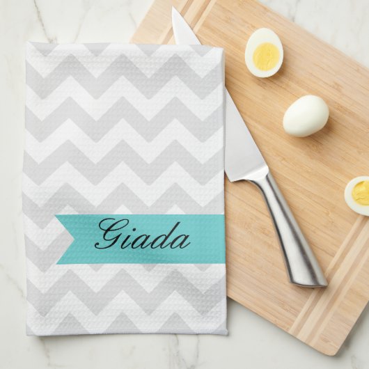 Serviette de cuisine grise faite sur commande de (Quart Plié)