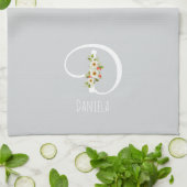 Serviette de cuisine grise monogramme Cadeau de pe (Plié)