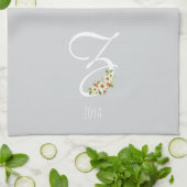 Serviette de cuisine grise monogramme Cadeau de pe (Plié)