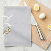 Serviette de cuisine grise monogramme Cadeau de pe (Quart Plié)