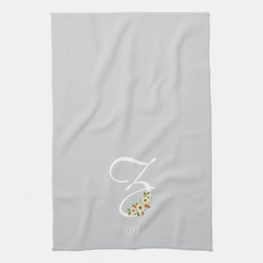 Serviette de cuisine grise monogramme Cadeau de pe (Vertical)