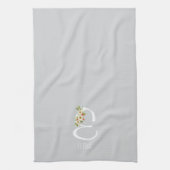Serviette de cuisine grise Monogramme Cadeau de pe (Vertical)