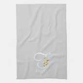 Serviette de cuisine grise Monogramme Cadeau de pe (Vertical)