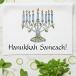 Serviette de cuisine - Hanoukka Chanukah - Menorah<br><div class="desc">Mon encre et mon crayon couleur. J'ai créé ça parce que je n'aimais pas ce qui était disponible dans les magasins locaux.</div>