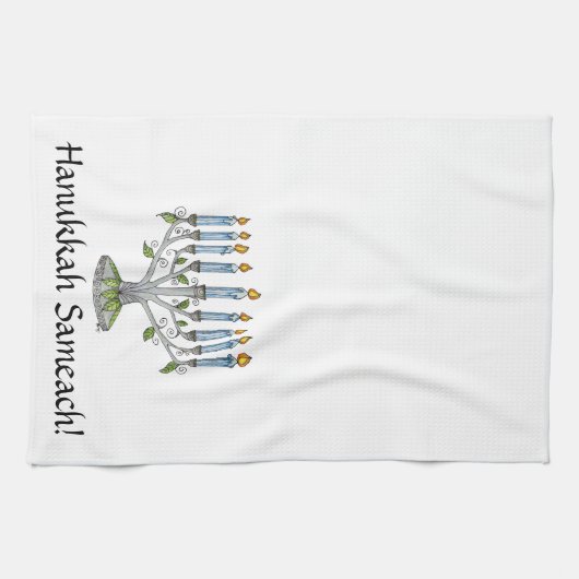 Serviette de cuisine - Hanoukka Chanukah - Menorah (Horizontal)