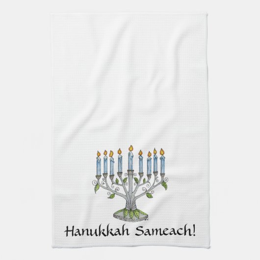 Serviette de cuisine - Hanoukka Chanukah - Menorah (Vertical)