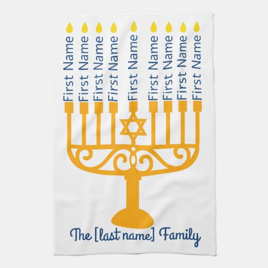 Serviette de cuisine Hanoukka familiale (Vertical)