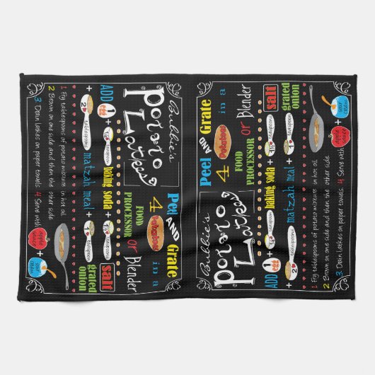 Serviette de cuisine "Hanoukka Potato Latke Recipe (Horizontal)