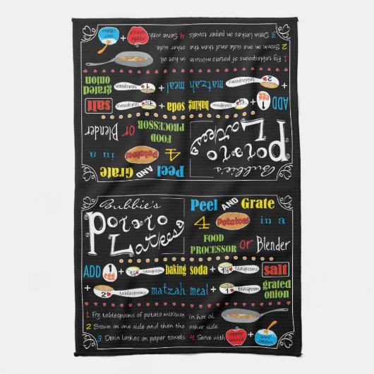 Serviette de cuisine "Hanoukka Potato Latke Recipe (Vertical)