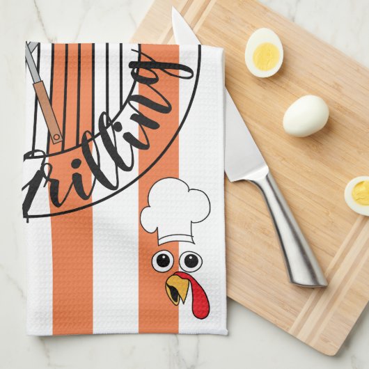 Serviette de cuisine "Happy ThanksGrilling" (Quart Plié)