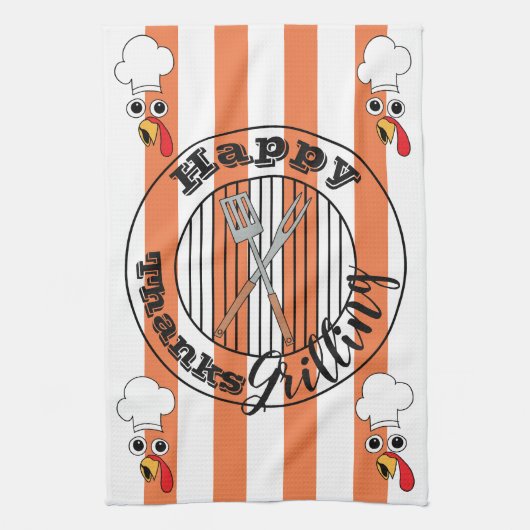 Serviette de cuisine "Happy ThanksGrilling" (Vertical)