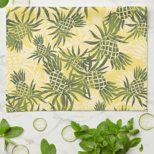 Serviette de cuisine hawaïenne de Camo d'ananas (Plié)