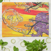 Serviette de cuisine heureuse de défilé d'éléphant (Plié)
