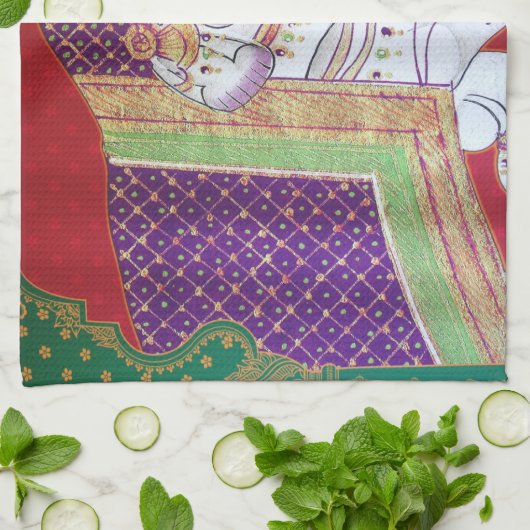 Serviette de cuisine indienne d'éléphant d'art (Plié)