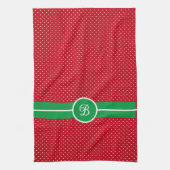 Serviette de cuisine initiale, verte, rouge, blanc (Vertical)