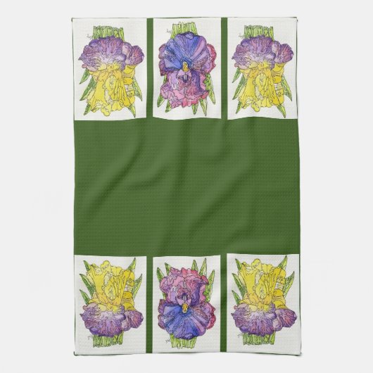 Serviette de cuisine - Iris pourpres - Aquarelle e (Vertical)
