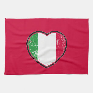 Serviette de cuisine italienne de coeur de drapeau