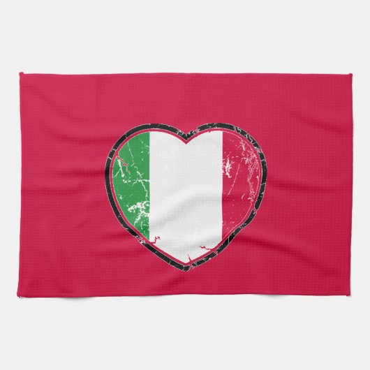 Serviette de cuisine italienne de coeur de drapeau (Horizontal)