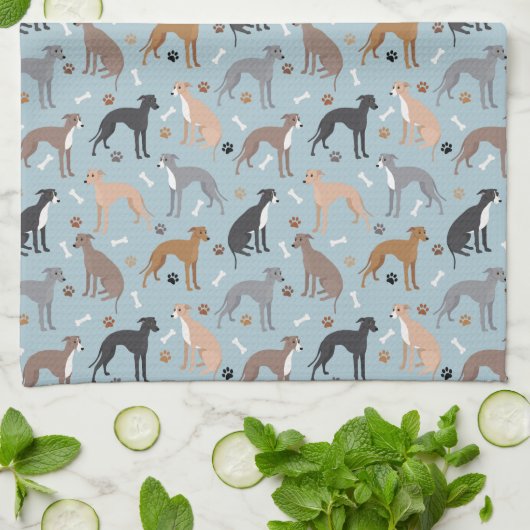 Serviette de cuisine italienne Gryhound Chig Bones (Plié)