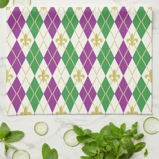 Serviette de cuisine Jacquard Mardi Gras (Plié)