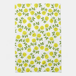 Serviette de cuisine jaune de roses de thé