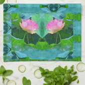 Serviette de cuisine - Lotus rose Abstrait (Plié)