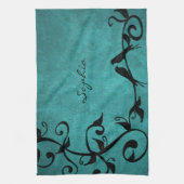 Serviette de cuisine Lovebirds turquoise (Vertical)