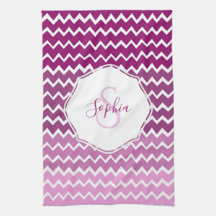 Serviette de cuisine Magenta Ombre Chevron