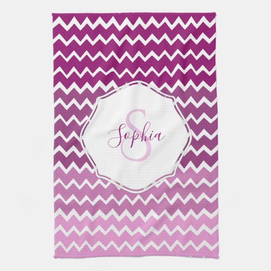 Serviette de cuisine Magenta Ombre Chevron (Vertical)