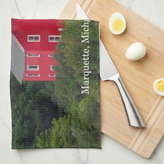 Serviette de cuisine Marquette Harbour Lighthouse (Quart Plié)