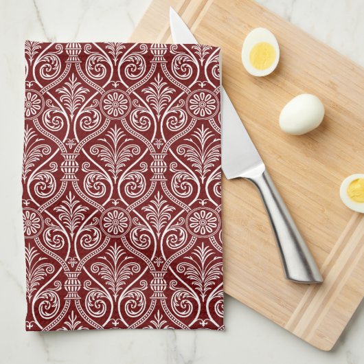 Serviette de cuisine marron & blanc Damas (Quart Plié)