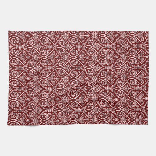 Serviette de cuisine marron & blanc Damas (Horizontal)