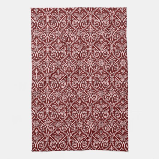 Serviette de cuisine marron & blanc Damas (Vertical)