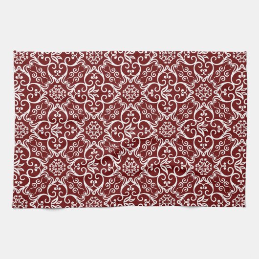 Serviette de cuisine marron & blanc Damas (Horizontal)