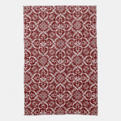 Serviette de cuisine marron & blanc Damas (Vertical)