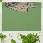 Serviette de cuisine mignonne de carlin - vert (Plié)