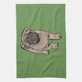 Serviette de cuisine mignonne de carlin - vert (Vertical)