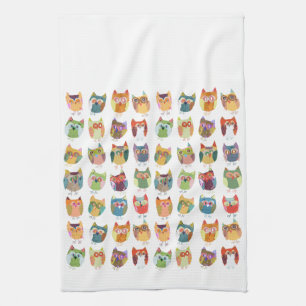 Serviette de cuisine mignonne de hibou, teatowel.