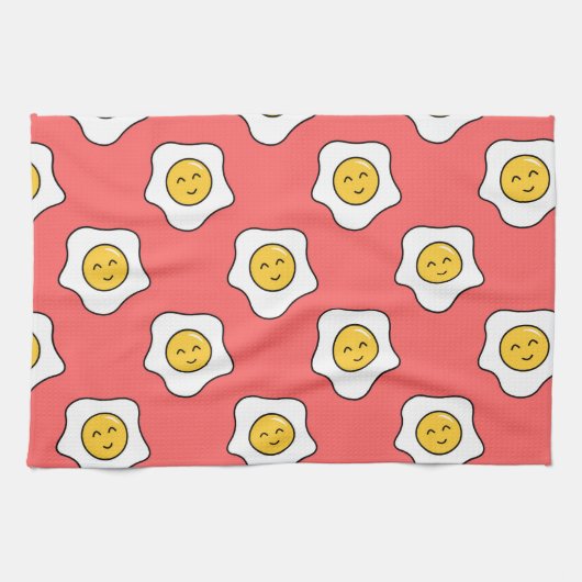 Serviette de cuisine mignonne heureuse d'Eggy (Horizontal)
