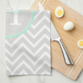 Serviette de cuisine Mint Green Chevron Monogram (Quart Plié)