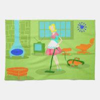 Serviette de cuisine moderne de femme au foyer de